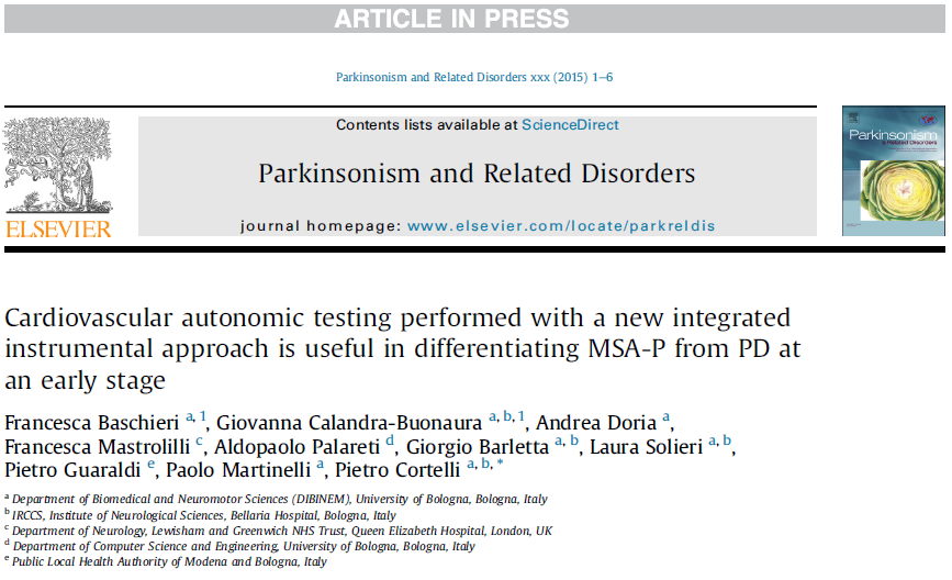 Published a new Article on “Parkinsonism and Related Disorders”
